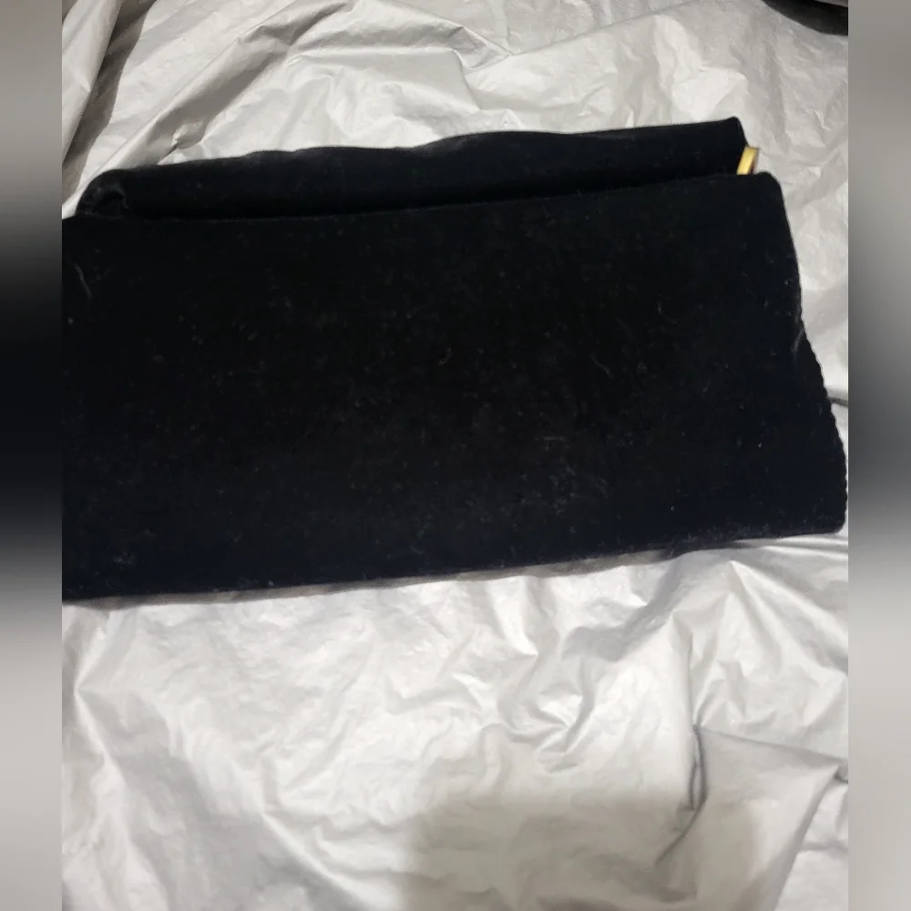 J. Crew Black Velvet Clutch with Tassel